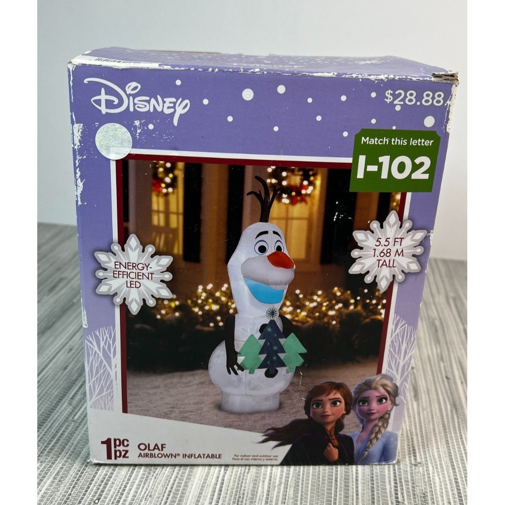 Disney Frozen Olaf Holding Christmas Tree Airblown Inflatable 5.5 ft Gemmy LED